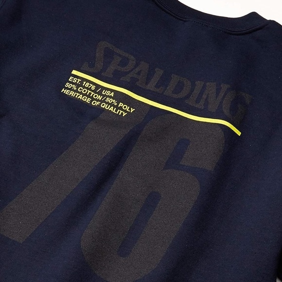 SPALDING MEN'S NAVY LOGO CREWNECK COTTON FLEECE SWEATSHIRT - Picture 9 of 11